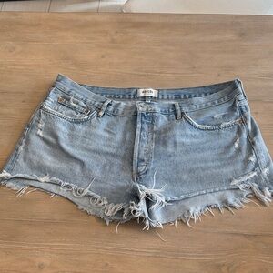 Agolde Light Blue Distressed Jean Shorts